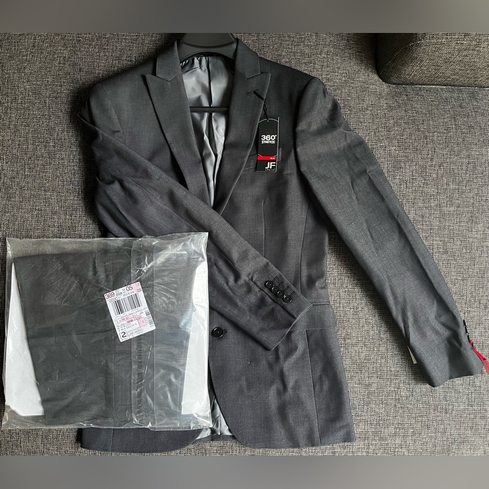 J. FERRAR 36R Men’s Black Geo Birdseye Suit Set